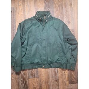 Vintage London Fog Mens Green Plaid Lined Harrington Jacket Size 42 Reg